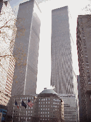 It's really difficult to dominate the skyline of NYC.  Builders have been outdoing each other for years and years. Top left picture you see the World Trade Towers with the Marriott Hotel below. This is considered the Financial District.