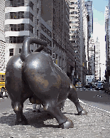 When you walk the streets of NYC don't spend all of your time looking up...check behind you too.  Top left photo you see the famous Wall Street Bull as seen from the backside.  We just show you like it is folks!