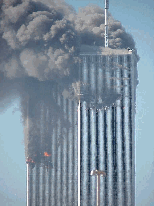 Top left picture you see the World Trade Towers burning yesterday before the collapse.  If you want to see more pictures of yesterday's World Trade Center disaster taken from the rooftop click here.