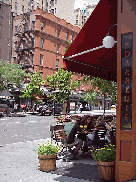 Center right picture you see a restaurant on Columbus Avenue. Many restaurants in the city offer sidewalk dining.