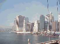 Center right picture you see the southern tip of the island of Manhattan as seen from the Brooklyn Bridge. The majesty of the skyline of New York City inspires artist, poets, writers, and everyone that sees it.