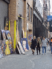 Top right you see Soho in New York. Soho is known for the many international art galleries, but it's also known for art being sold right on the sidewalk.