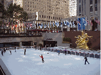 Bottom right picture you see Rockefeller Center as people enjoy the opening of the ice skating rink.