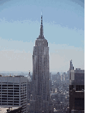 Top right picture you see one of the most famous tourist attractions in New York City, The Empire State Building. This picture was taken from a rooftop in midtown.