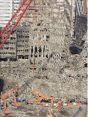 Top right photo you see Ground Zero of the World Trade disaster area.  You see the firemen and the fire trucks that have been present since the terrorist attack of 9/11.