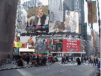 Center right picture you see just a few of the billboards on Broadway. You'll see everything advertised here from underwear to the latest Broadway plays.