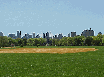 Center right picture you see The Great Lawn in Central Park.  Central Park is located in the center of the city dividing the east and west side.  The view you see in the far distance is the southern  city skyline.