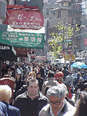 Top right picture you see Canal Street in Chinatown. It's always busy and it's always fun.  There are vendors selling discount merchandise on all of the sidewalks, plenty of stores, and, of course, great Chinese restaurants galore.
