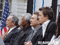 Bottom right picture was taken at City Hall. You see Mayor Bloomberg, Nelson Mandela, Robert De Niro, Hugh Grant and Whoopi Goldberg on stage.  Hugh Grant's new movie About A Boy was the first premiere of the film festival.
