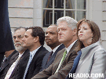 Center right picture was taken at City Hall.  You see Jane Rosenthal beside former President Clinton. You also see executives from American Express which was the founding sponsor of the Tribeca Film Festival. To the far left you see Francis Ford Coppola.