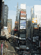 Aerial view of Broadway and Times Square