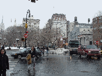 Union Square on a snowy day in NYC