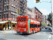 New York Sightseeing Tour Bus on Bleecker Street in the Village