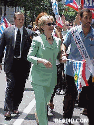 Senator Hillary Clinton Pictures of the New York City Puerto Rican Day Parade in Manhattan New York City 2001.