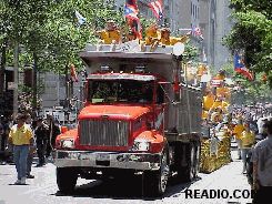 Mack Truck Pictures of the New York City Puerto Rican Day Parade in Manhattan New York City 2001.